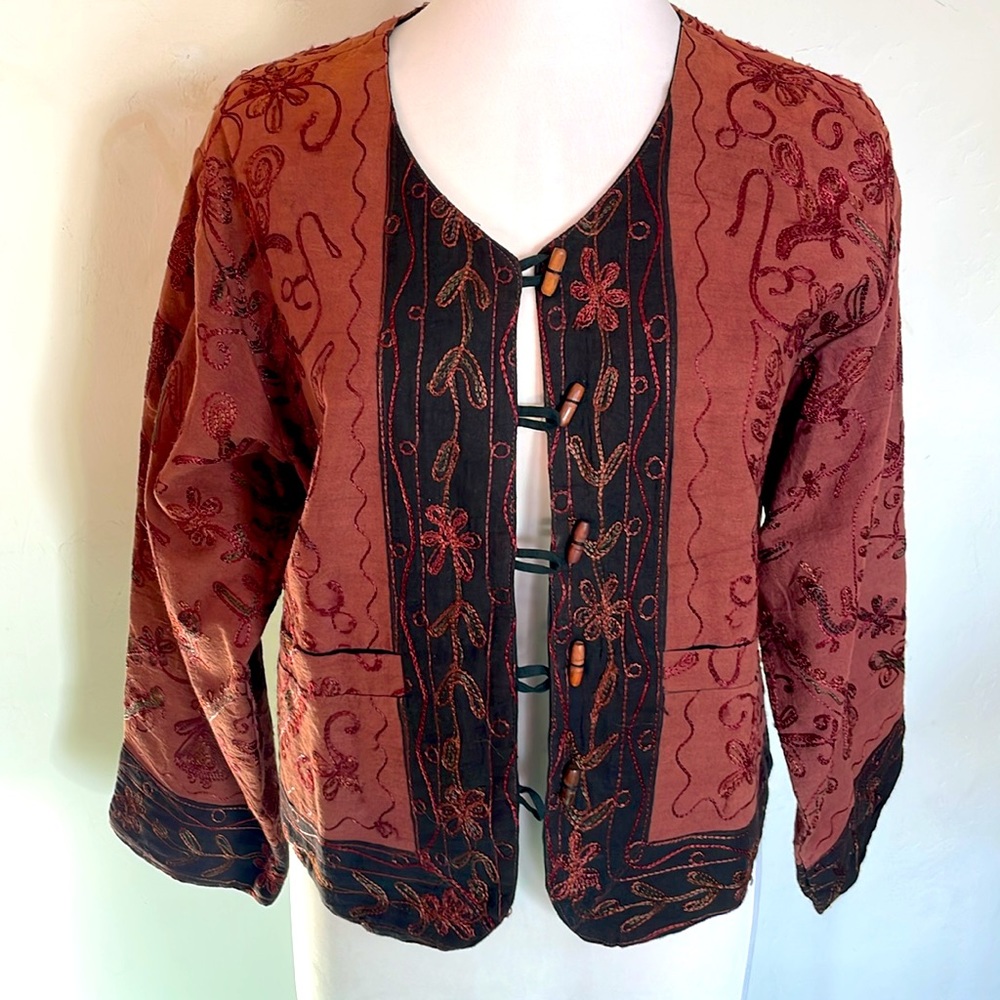 Her Style Boutique Fit for All Embroidered Vintage Style 100% Cotton Jacket